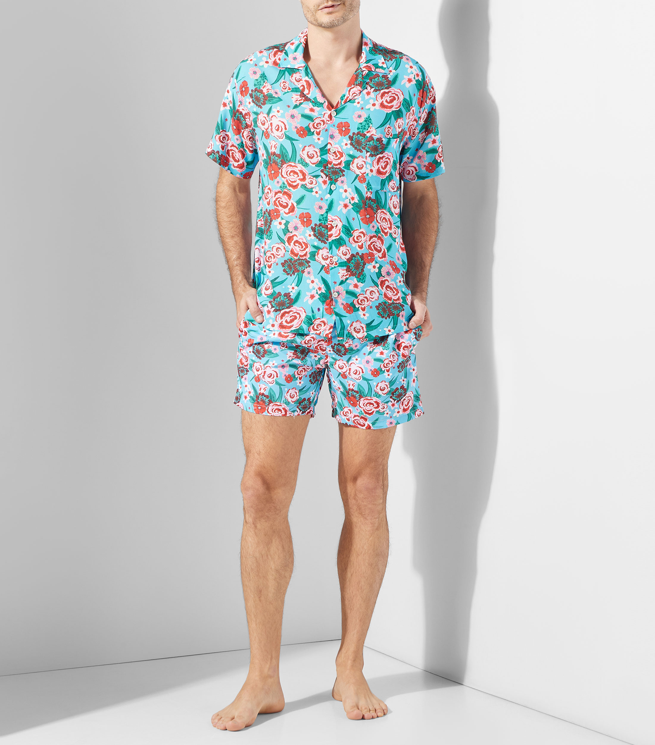Camisa fantasía manga corta de playa Hombre
